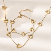 Parures de bijoux bohèmes western en acier inoxydable étanche, plaqué or 18 carats, creuses, avec bracelet et collier à pendentif cœur, vente en gros