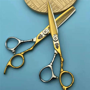Ciseaux de coiffure personnalisables 6 pouces, ciseaux plats dorés professionnels pour la beauté, pour droitiers, en acier inoxydable 440C - Product Image 3
