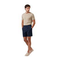 Shorts habillés sur mesure pour hommes en coton extensible à double pli, avec logo personnalisé, languettes latérales ajustables, sans ceinture, pour tenue décontractée