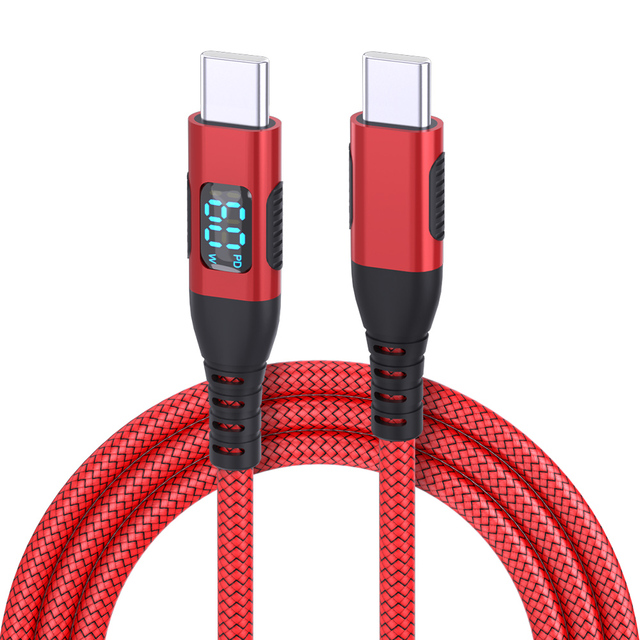 Popular Nylon Braid 3A 5A Fast Charging Usb c to Usb c 60W 100W Fast Charge Cable with Led Display Data Cable