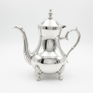Handmade Silver Plated Moroccan Teapot With Embossed Diamond Pattern Tall Ornate Lid For Traditional <b>Tea</b> Ceremonies And Decor - Product Image 1