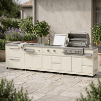 Cuisine extérieure modulaire haut de gamme en acier inoxydable 304, armoire de cuisine extérieure anti-corrosion, îlot de barbecue pour cour