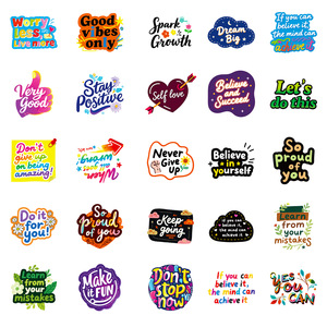 Juego de Pegatinas con Frases Inspiradoras, Afirmaciones Positivas, Pegatinas de Vinilo Autoadhesivas Impermeables para Botellas de Agua, Decoración de Patinetas - Product Image 3