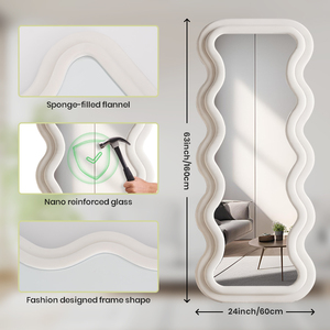 Tùy chỉnh sản phẩm mới tường trang trí nội thất rộng gương flannel khung sóng cạnh gương - Product Image 3