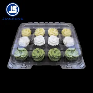 12 Compartment Clear Blister Clamshell Plastic Cupcake Packaging Container High Dome Cupcake Boxes
