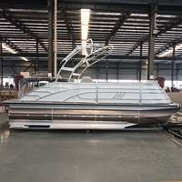 Bateau ponton en aluminium soudé Allhouse Mini Luxury (Yacht de luxe) avec canapé, moteur hors-bord et télécommande pour la pêche et le divertissement