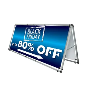 Custom Metal A Frame Signs Display Stand Banner And Sign Double Side Fabric Outdoor For Advertising