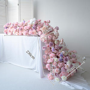 ピンクシルクリアルなローズウェディングガーランド & テーブルセンターピースクリスマスとウェディングデコレーション手作り耐久性のある花 - Product Image 1