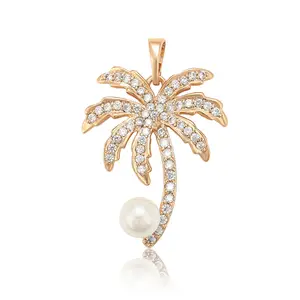 Xuping-joyería con diseño creativo, árbol de coco, colgante de perla chapado en oro de 18K con diamantes completos para vacaciones, 35317