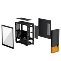 Boîtier d'ordinateur de jeu EATX Mid Tower compatible avec refroidisseur liquide 360 mm, panneau en verre trempé à charnières