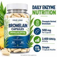Capsules de bromélaïne pure 2400 GDU/g, 1200 GDU, directement de l'usine OEM/ODM, complément alimentaire pour le soutien quotidien de la santé