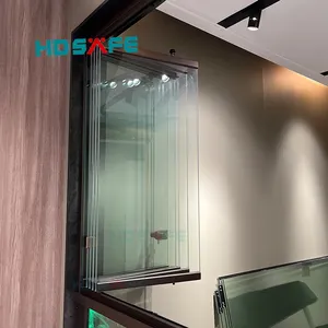พื้นกระจกไร้กรอบเพดานบานเลื่อนแนวตั้งอลูมิเนียมบานเลื่อนขนาดใหญ่หีบเพลงกระจกพับได้ประตูระเบียง