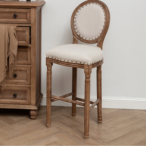Sillas de <span class=keywords><strong>bar</strong></span> con respaldo alto modernas, marco de madera, <span class=keywords><strong>altura</strong></span> de mostrador con diseño tradicional para el hogar, cocina, comedor, Hoteles al aire libre, - Product Image 6