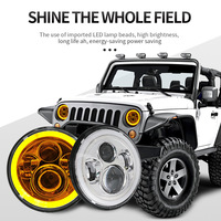 Phare de moto 7 pouces Wrangler toutes saisons, boîtier argenté, 4 puces, style à ouverture complète, lumière de conversion LED 12V