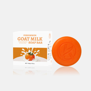 Premium Fruit <strong>Scent</strong> Persimmon Goat Milk Soap <strong>Bar</strong> Round Handmade Deep Cleansing in Bath Deodorizing Controls Body Odor - Product Image 3