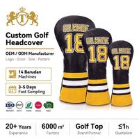 Housse de tête de club de golf en cuir PU avec logo personnalisé, ensemble complet pour driver, fairway et hybride, broderie, vente en gros d'usine OEM à prix abordable