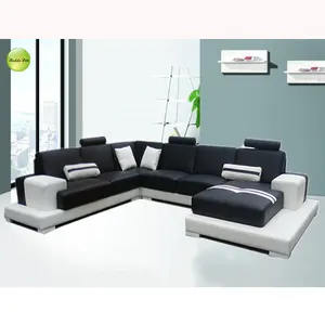 Confortável sofá de canto de couro de tamanho grande, sofá de canto redondo de qualidade melhor venda no mercado canadá