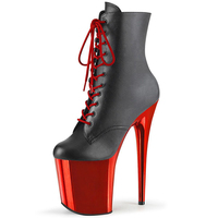 Bottines courtes pour femme à talon très haut de 20 cm, sexy, fétichistes, pour pole dance, plateforme imperméable, grande taille, mode, hauteur de la cheville, à lacets