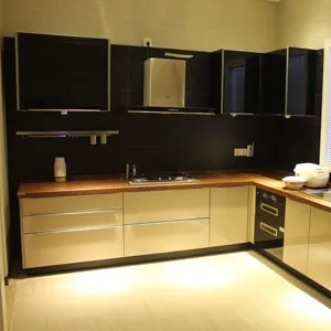 Kelen Lemari Dapur Kustom Lemari Dapur Lengkap untuk Rumah Prefab Kustom Desain Unit Kayu Lemari Pintar Hitam Modern