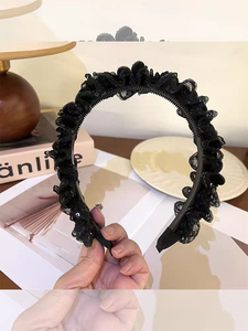 Diadema de Encaje Negro con Flores, Diseño Exclusivo y Popular, Estilo Vintage de Lujo Ligero, Diademas para Mujer, Joyería de Moda - Product Image 5