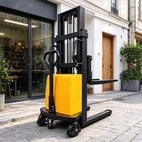 Chariot élévateur semi-électrique 1 tonne, transpalette semi-électrique, stabilité de charge lourde pendant le levage