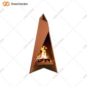 GNEE Foyer extérieur en acier corten personnalisé, chaud et confortable, avec rangement pour bois, respectueux de l'environnement, 40000-44999 BTU - Product Image 2