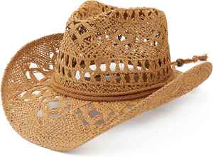 Sombrero de Vaquero de Piel Melesh para Mujer y Hombre con Ala Ancha Moldeable para Sol y Playa Estilo Western - Product Image 2