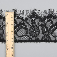 Dentelle Chantilly blanche en nylon français pour robe, garniture personnalisée en dentelle cils noire et blanche