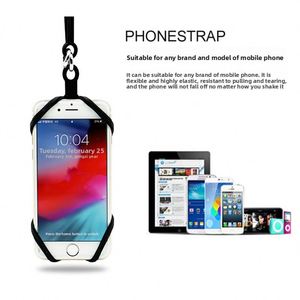 Cordon de téléphone universel réglable en silicone avec porte-cartes et support anneau, sangle élastique pour le cou, cordon de suspension - Product Image 2