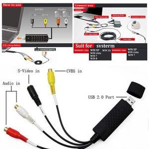 Carte de capture vidéo USB Easy Cap VHS VCR Mini DV Hi8 DVD vers <span class=keywords><strong>convertisseur</strong></span> numérique RCA/S-Video vers USB 2.0 Enregistrement <span class=keywords><strong>audio</strong></span>-vidéo - Product Image 3