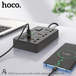 2022 Hoco OEM DC15 2 en 1 3 prises parasurtenseur 4 Ports de commutation de surcharge <span class=keywords><strong>USB</strong></span> <span class=keywords><strong>chargeur</strong></span> d'extension multi-prises - Product Image 5