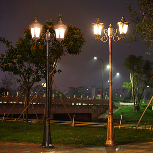 Outdoor Iron Garden Lamp <b>Post</b> LED <b>Solar</b> Powered Dimmable Warm White Glass Shade IP66 AC 220V 2700K Motion Sensor - Product Image 2