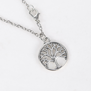 Collar con Colgante de Árbol Inteligente Estilo Retro ZRM, Cadena de Eslabones, Diseño Hueco de Vida <span class=keywords><strong>y</strong></span> <span class=keywords><strong>Paz</strong></span>, Material de Aleación, Venta Directa del Fabricante, Tendencia - Product Image 4
