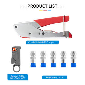 Outil professionnel pour dénuder et sertir les câbles coaxiaux, outils à main, acier au carbone, 5 connecteurs de compression de <span class=keywords><strong>type</strong></span> <span class=keywords><strong>F</strong></span> RG6 - Product Image 2