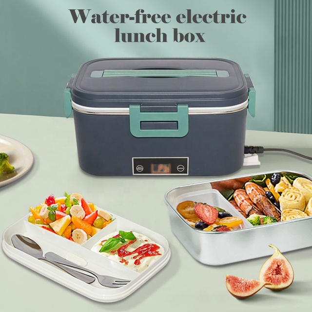 80W Food Warmer Electric Lunch Box  1.8L Stainless Steel Container Spoon and Fork   Car Truck Office Home 12/24/110/220V