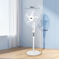 Ventilador de Pie para el Hogar de 16 Pulgadas y 50w con 5 Aspas y Base Redonda, Ventilador de Pie Recargable con Aire Refrigerante