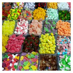 Số lượng lớn bán buôn hình dạng khác nhau hạt đường cao su kẹo chua dulces Gummy kẹo