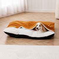 Sac de couchage pour chien Corgi, chaud et douillet, en polaire gaufrée jaune, amovible, lavable, auto-chauffant, semi-fermé
