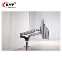 Support de moniteur de bureau VESA à double bras en alliage d'aluminium noir/argent GS352-D avec ressort à gaz et bras rotatif