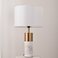 Lampe de bureau en marbre noir, lampe d'appoint contemporaine pour salon, lampe de chevet pour chambre à coucher avec abat-jour en tissu