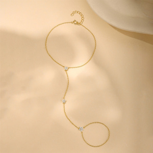 AB054 Bracelet tendance en argent sterling 925 avec zircon pavé, étoile et <span class=keywords><strong>petite</strong></span> fleur, chaîne pour femme, bracelet avec anneaux, cadeaux, bijoux - Product Image 4