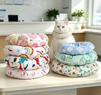 Soft Polyester Padded Elizabethan Collar for Cats & Dogs-Cartoon Design Protective Avoid Licking Wounds