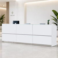 Comptoir de réception moderne en bois, fixe, antidérapant, stable, vertical et compact, idéal pour une utilisation à long terme dans les hôpitaux, hôtels et centres commerciaux