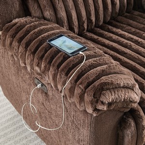 Ensemble de canapés inclinables électriques modernes en tissu avec causeuse et fauteuil individuel, port USB, revêtement élégant pour salon - Product Image 3