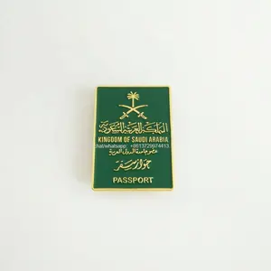 Badge de poche en métal magnétique, 20 pièces, forme rectangle, chemise en émail doux, badge de poche pour passeport saoudien
