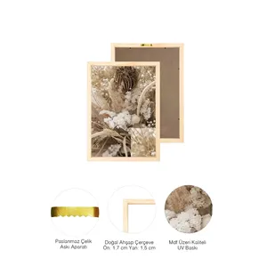 Art mural abstrait avec cadre en bois naturel, décoration intérieure unique et élégante - Product Image 4