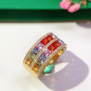 อาซูโอ 18K ทองคำแท้สีเหลือง แหวนรุ่นปริ๊นเซสคัท ประดับด้วยแซฟไฟร์ธรรมชาติแท้ สำหรับงานแต่งงาน หรือใส่ทุกวัน เป็นของขวัญสำหรับสุภาพสตรี ในวันเกิด - Product Image 3