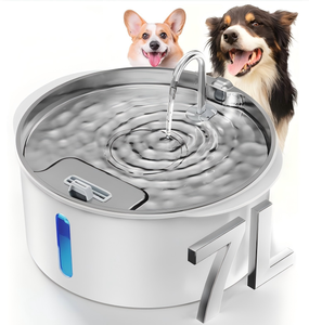 Fontaine à eau pour animaux de compagnie en acier inoxydable, auto-remplissante, volume de 7 litres, avec moteur silencieux et filtres en mousse de carbone remplaçables - Product Image 4