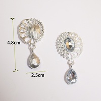 Nuevos accesorios DIY, hebilla de diamante decorativa, colgante de gota de agua dorada, placa de flor, broche, placa, tapas de cuentas de cristal, accesorios para el cabello