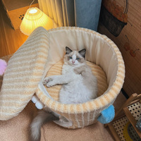Maison pour animaux de compagnie pliable, écologique et portable avec boîte en éponge amovible et lavable, lit-canapé pour chats de petite, moyenne et grande taille